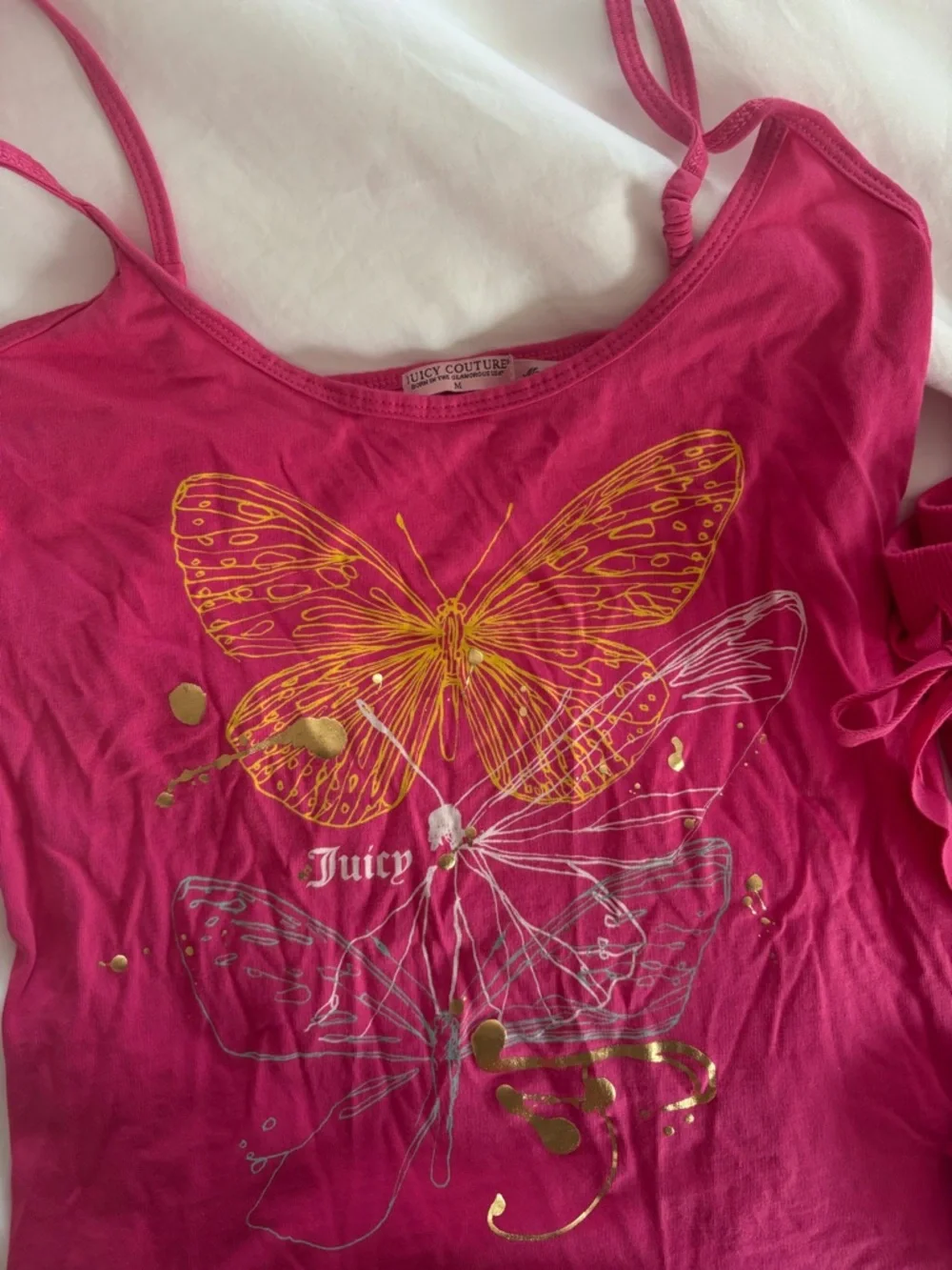 Vntg Juicy Couture Hot Pink Butterfly Cami & Pants Pajama Set - Picture 4 of 8